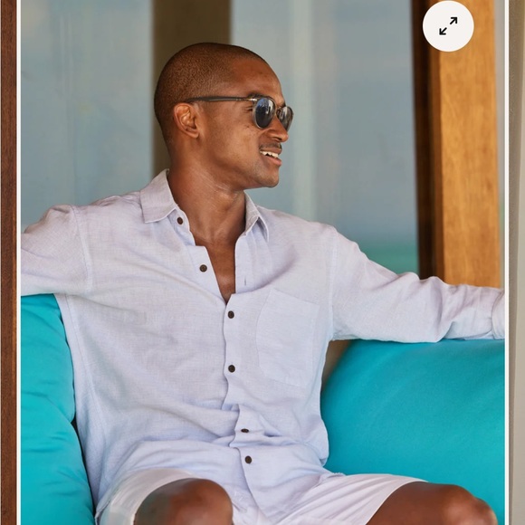 Brand new w/ tags KENNY FLOWERS “THE ICE BREAKER” LONG SLEEVE BLUE LINEN SHIRT - Picture 2 of 5